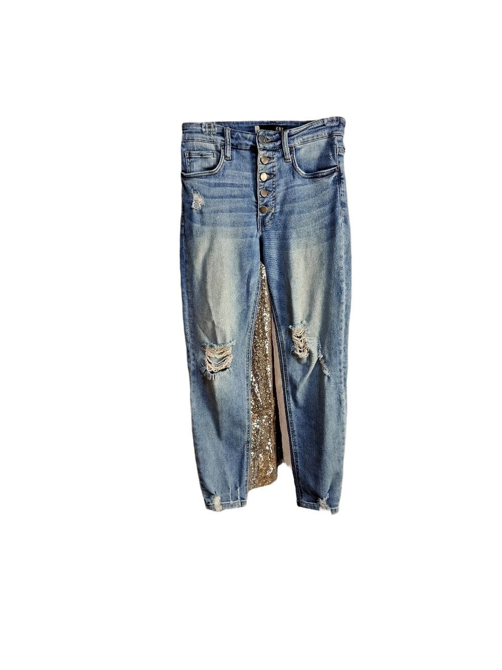 Kut Stylish Blue Distressed Women Jeans